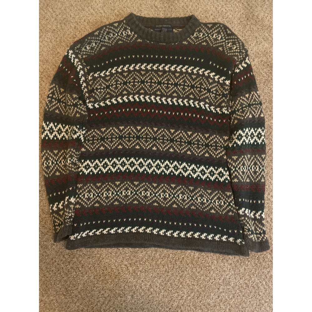 Abercrombie & Fitch The Big Sweater Men Crewneck Large Multicolor Fair Isle Knit